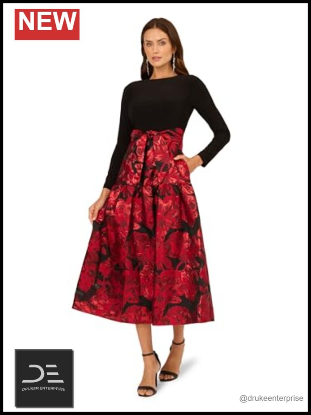 Adrianna Papell Floral Jacquard Formal Dress